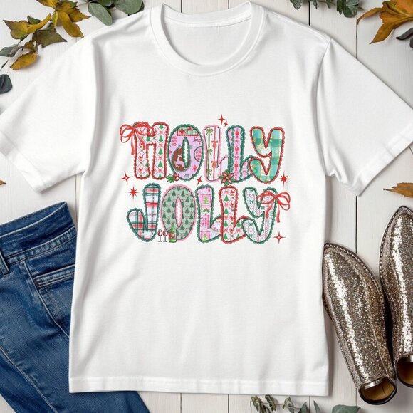 Christmas Graphic Tee Coquette Girly Holiday Jolly T-Shirt Whimsi - Picture 2 of 4